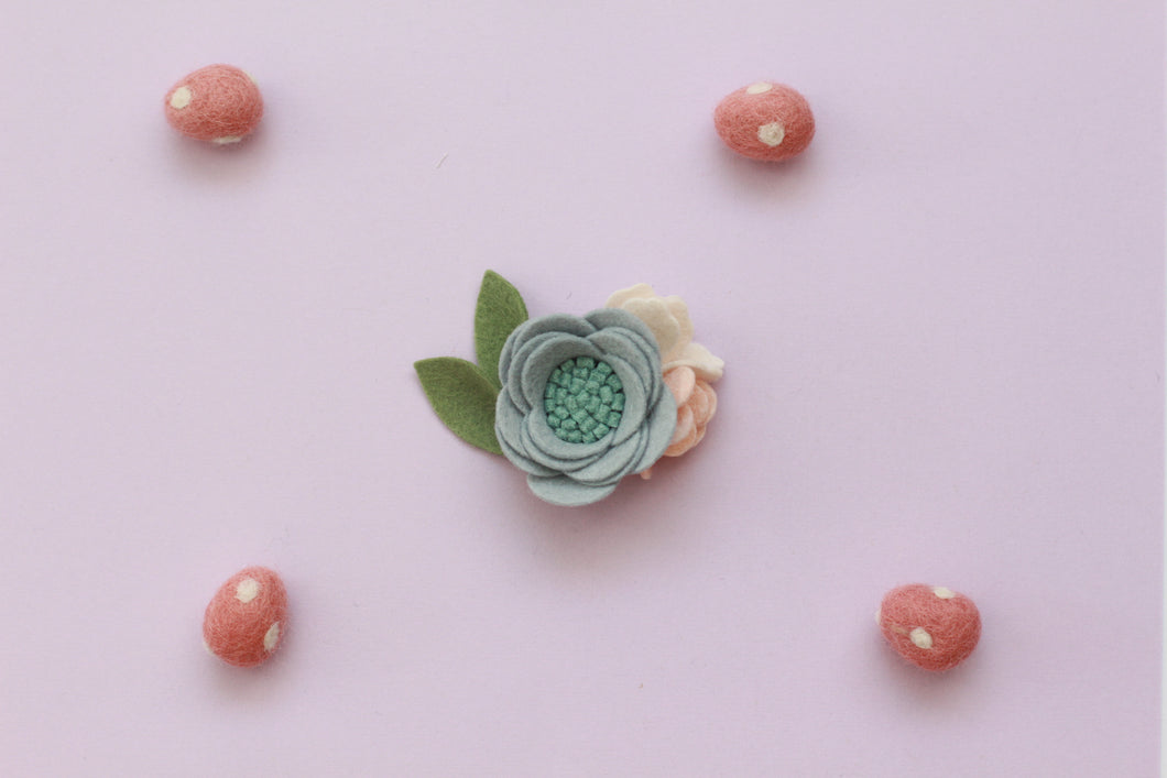 sky bloom felt flower clip headband